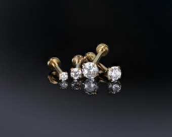 16G/18G/20G • Tiny Threadless Push Pin Labret Stud • Gold Labret • 1.5mm - 3mm • Tragus stud • Flat Back Earring • Nose Stud