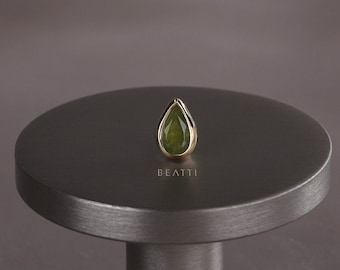 NEW ‣ Jade • Vasonite Threadless Stud • Gemstone Piercing • Flat Back Earring • 925 Sterling Silver 14K Gold Vermeil • Titanium Post