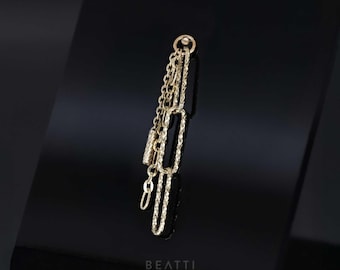 Luce • 14K Solid Gold Triple Mixed Chain Charm