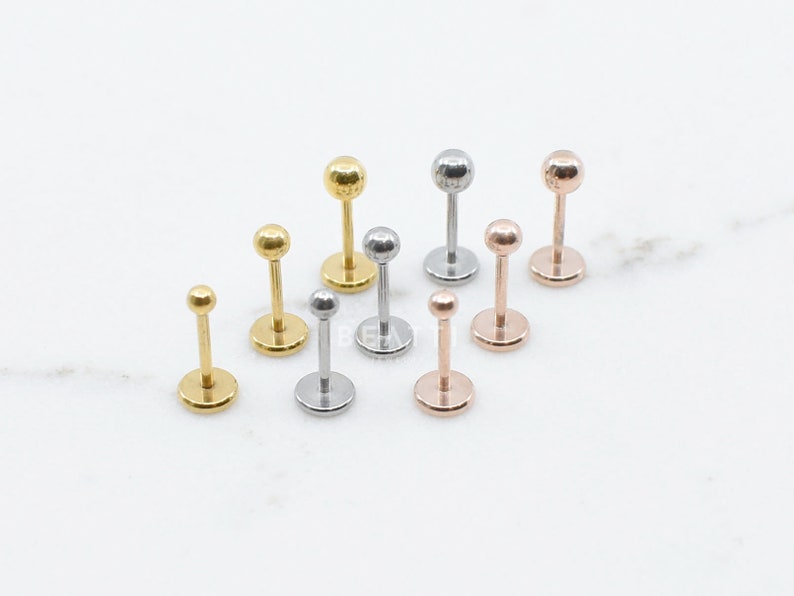 16G/18G/20G Tiny Ball Threadless Push Pin Labret Stud 2mm/2.5mm/3mm Cartilage earring Tragus stud Flat Back Earring image 1