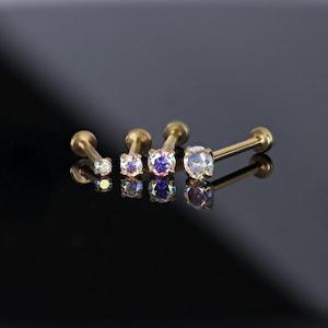 16G/18G/20G • AB Gold Tiny Threadless Push Pin Labret Stud • 1.5mm - 3mm Cartilage earring • Tragus stud • Flat Back Earring