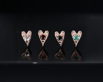 Heart • Ace of Gems 14K Rose Gold Flatback Stud
