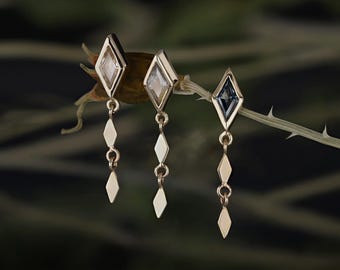 Vesper • 14K Solid Gold Rhombus Drop Flat Back Stud