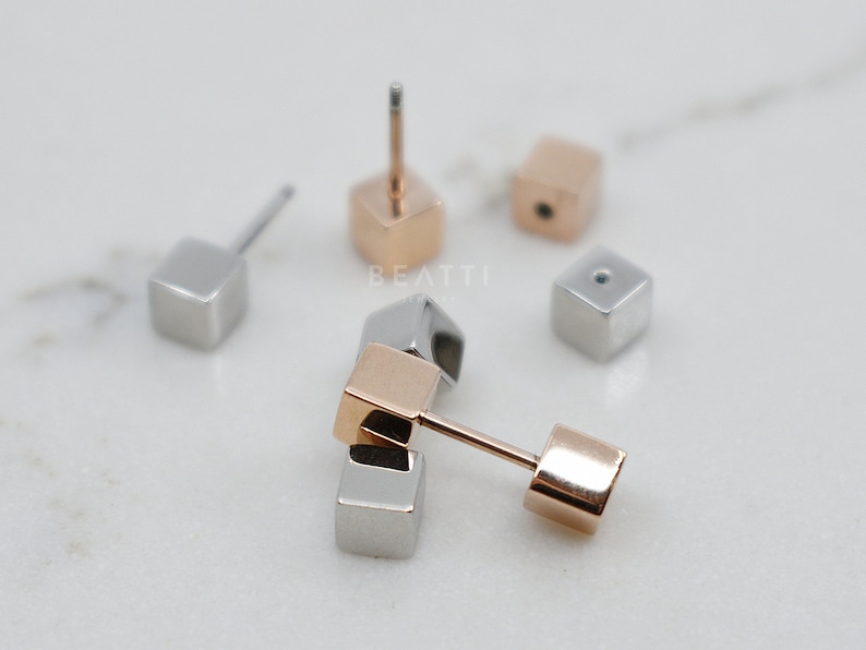 Cube Barbell Hypoallergenic Earring Minimal Earring NEW \u2023 20g Surgical Steel Cube Barbell Studs Everyday Wear Earstud Cartilage Stud