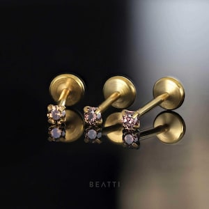 16G/18G/20G • Tiny 1.5mm/2mm Ombre CZ Threadless Push Pin Labret Stud • Ombre Piercing • Gold Tragus stud • Flat Back Earring