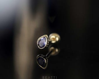 NEW ‣ Emma • BEATTI 20G Natural Gemstone Barbell  • 14K Vermeil Piercing  • Gemstone Cartilage Earring • Natural Gemstone Studs