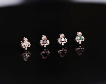 Club • Ace of Gems 14K Rose Gold Flatback Stud