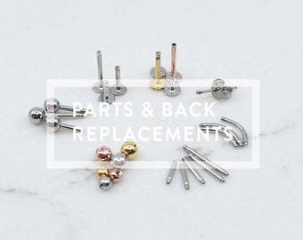 Parts and Back Replacements, Piercing Parts, Replacement Bars, Backings, Earring Parts