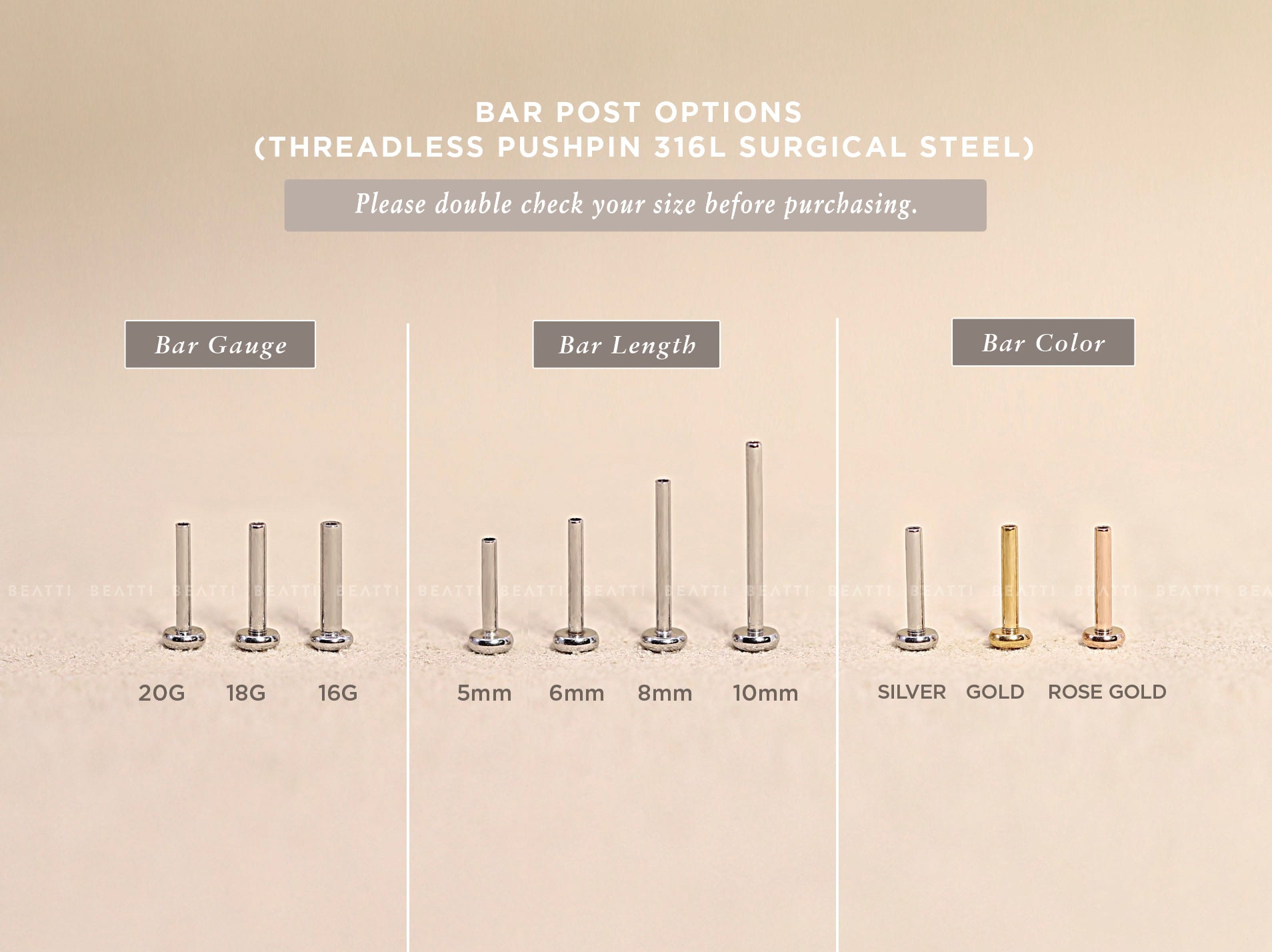 Labret 18g Earrings Size Flat Back Earrings For Women NEW 16G/18G