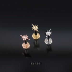 NEW ‣ Ultra Tiny North Star Threadless Stud • Verified Titanium Flat Back Earring • Hypoallergenic Piercing • Helix • Cartilage Piercing
