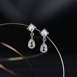 NEW ‣ Esther • White Topaz Flat Back Stud • BEATTI Natural Gemstone Threadless Ends 925 Silver • Dangle Gemstone Piercing