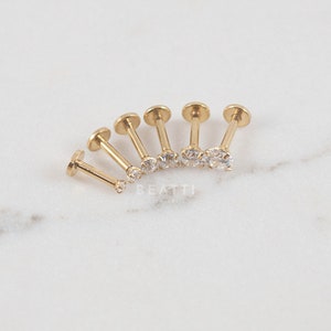 16G Gold 1.5mm 4mm Cartilage earring/Tragus stud/Internal thread/Lip rings/Monroe/Forward helix image 6