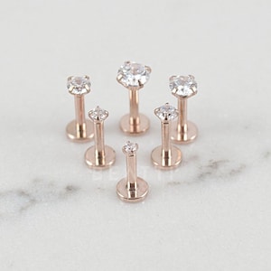 16G Tiny 1.5mm - 4mm Rose Gold Tragus stud / Cartilage earring/Tragus stud/Internal thread/Lip rings/Monroe/Forward helix