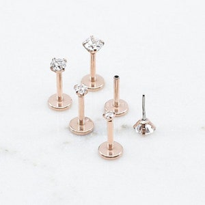 16G/18G/20G • Tiny Threadless Push Pin Labret Stud • Rose Gold Labret • 1.5mm - 3mm • Tragus stud • Flat Back Earring • Nose Stud