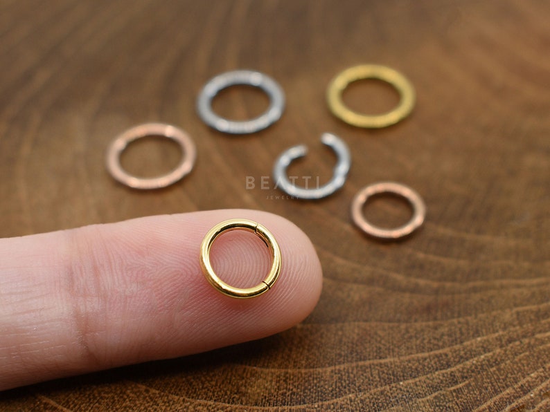 16G/18G Tiny Cartilage Hoop Seamless Hinged Clicker Hoop Cartilage Hoop 316L SS Daith Earring Clicker Helix earring Segment Ring image 1