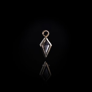 NEW ‣ Zenith (Large) • 14K Solid Gold Hoop Charm • Genuine Smoky Quartz Kite Cut Gemstone Charm