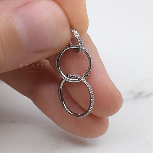 16g/18g CZ Paved Hinged Clicker Hoop, Slim Hoop Earring, Eternity Clicker, Cz Seamless Hinged Clicker, Tragus Hoop, Cartilage Clicker image 7