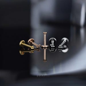 NEW ‣ 16G 1mm ULTRA Tiny Micro Tribead Cartilage Earring • Internally Threaded Labret • Trinity labret Stud  • 1mm ball Labret