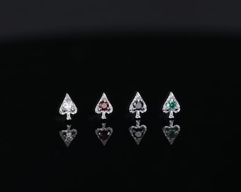 Spade • Ace of Gems 14K White Gold Flatback Stud