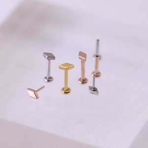 NEW BEATTI Tiny FlatDiamond Threadless Push Pin Labret Stud Rhombus Cartilage earring Tragus/Helix/Conch FlatBack Earrings 画像 3
