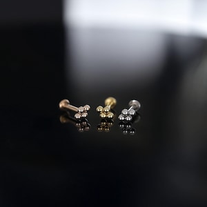 20G • 18G • 16G Tiny Trinity Ball Thread less Push Pin Labret Stud • Tribead/Quadbead Cartilage earring •Tragus stud • Flat Back Earring