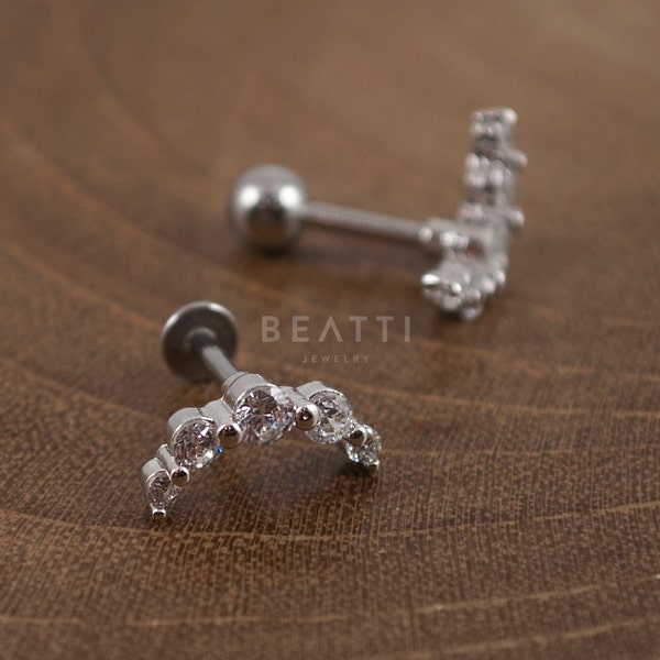 Five Studs Closed Curve Cartilage Earring, Conch Earring, Conch Piercing, Unique Piercing Jewelry, Beatti Jewelry