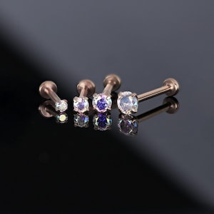 20G/18G AB • Tiny Rose Gold Tiny Threadless Push Pin Labret Stud • 1.5mm - 3mm Cartilage earring • Tragus stud • Flat Back Earring