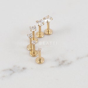 16G Oro 1.5mm 4mm Pendiente de cartílago/Perno Tragus/Rosca interna/Anillos labiales/Monroe/Hélice delantera imagen 4