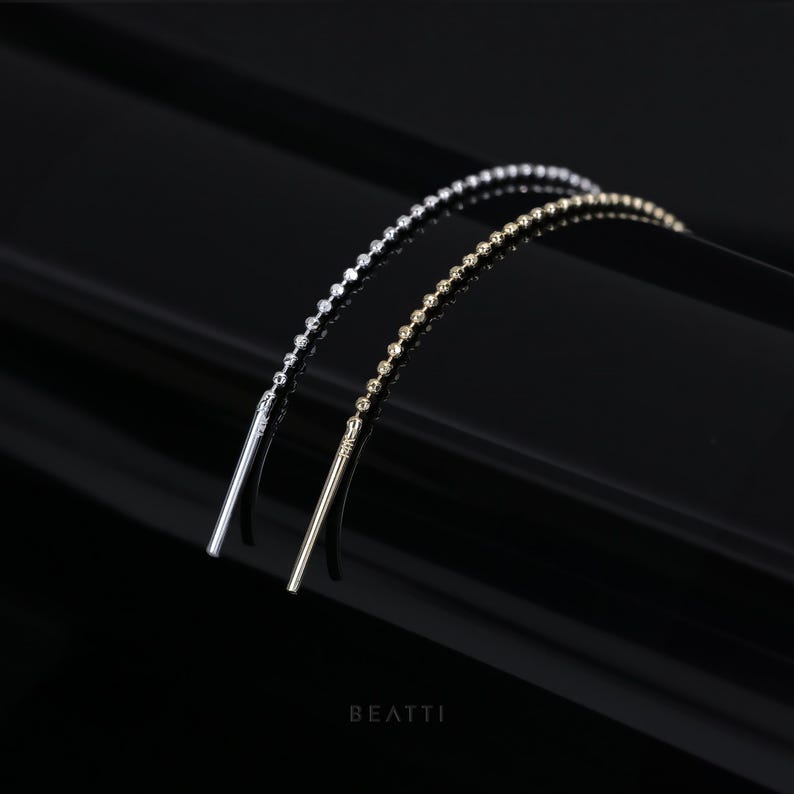 NEW Facet Ball Chain Long Threader 14K Multiple Piercing Threader