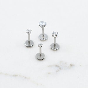 20G Tiny Threadless Push Pin Labret Stud 1.5mm 3mm Tragus stud Flat Back Earring Nose Stud image 5