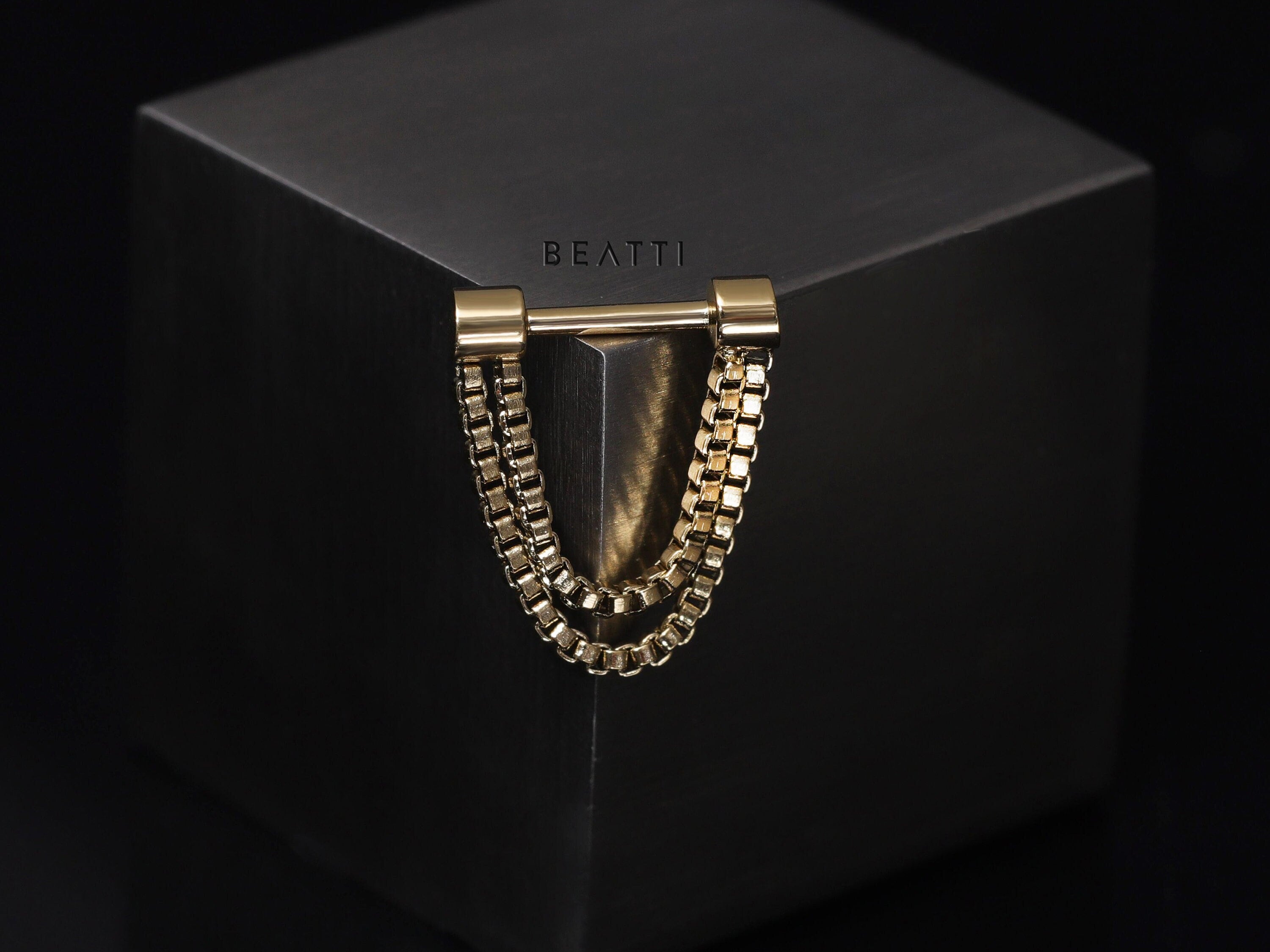 NEW ‣ BEATTI Draping Chain Collection! Double Chain Theadless End Labret  • Piercing Chain • Double Chain with Labret Post  • Septum Chain
