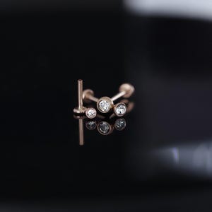 18G Tiny 2mm/2.5mm/3mm Bezel Set Threadless Push Pin Labret Stud • Rose Gold Labret • Tragus stud • Flat Back Earring • Nose Stud