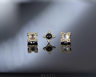 Bella • Tiny Rose Cut Gemstone Flat Back Stud • 925 Sterling Silver • Titanium Post