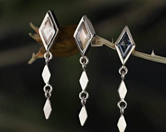 Vesper • 14K White Gold Rhombus Drop Flat Back Stud
