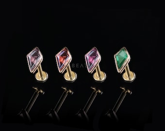 Zenith Small • 14K Gold Kite Gemstone Threadless End • Amethyst ∙ Garnet ∙ Rhodolite Garnet ∙ Green Onyx