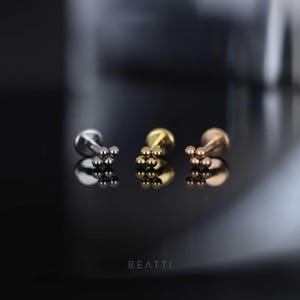 16g Tiny Quad bead Cartilage Earring, Tiny Ball labret, Beads Labret, Tiniest ball labret, Cartilage Studs.