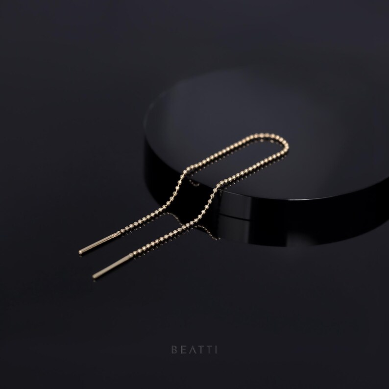 NEW Facet Ball Chain Long Threader 14K Multiple Piercing Threader