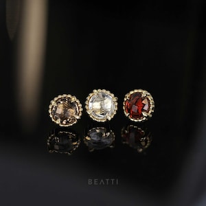 Rani • Gemstone Threadless Flat Back Earring • Cartilage Stud • Push Pin Titanium