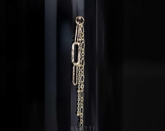 Rondo • 14K Solid Gold Triple Mixed Chain Charm