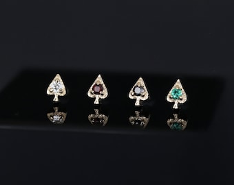 Spade • Ace of Gems 14K Solid Gold Flatback Stud