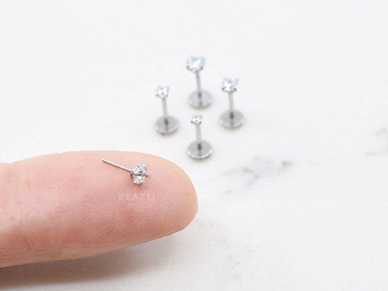 20G Tiny Threadless Push Pin Labret Stud 1.5mm 3mm Tragus stud Flat Back Earring Nose Stud image 3
