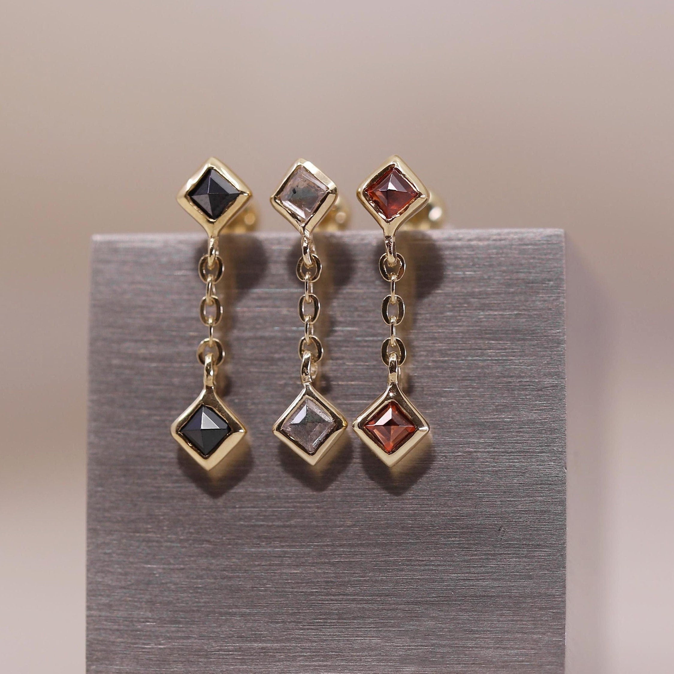 Daphne • BEATTI Natural Gemstone Threadless Flat Back Earring  • Gemstone Cartilage Earring • Push Pin Stud