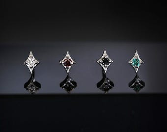 Diamond • Ace of Gems 14K White Gold Flatback Stud
