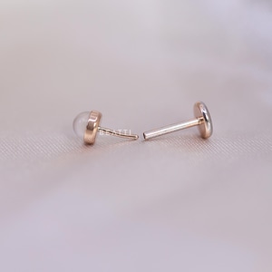 NEW Tiny Natural Gemstone Rosegold Threadless Push Pin Labret Pinkish ...