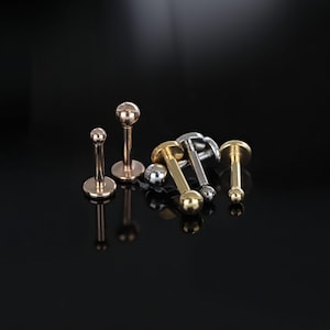16G/18G/20G • Tiny Ball Threadless Push Pin Labret Stud • 2mm/2.5mm/3mm Cartilage earring •Tragus stud • Flat Back • Forward helix