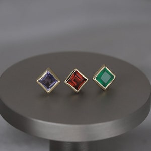 NEW ‣ Maya • BEATTI Natural Gemstone Threadless Ends • Green Onyx, Garnet, Iolite • Titanium Flat Back • 925 Silver 14K Gold Vermeil