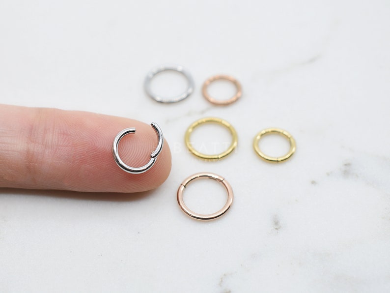 16G/18G Tiny Cartilage Hoop Seamless Hinged Clicker Hoop Cartilage Hoop 316L SS Daith Earring Clicker Helix earring Segment Ring image 2