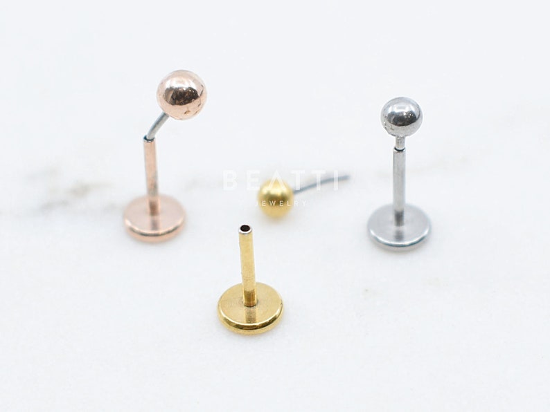 16G/18G/20G Tiny Ball Threadless Push Pin Labret Stud 2mm/2.5mm/3mm Cartilage earring Tragus stud Flat Back Earring image 3