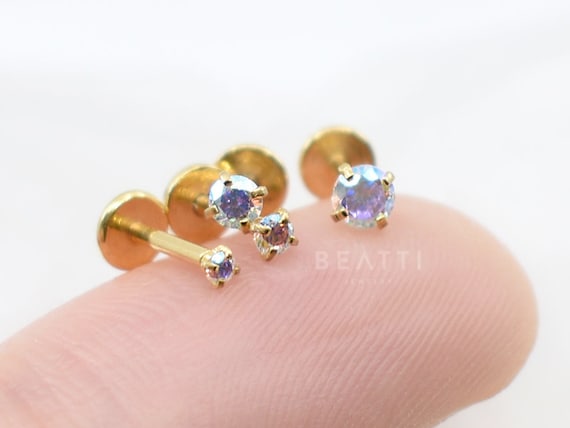 16G 18G 20G AB Gold Tiny Threadless Push Pin Labret Stud 1.5mm 3mm