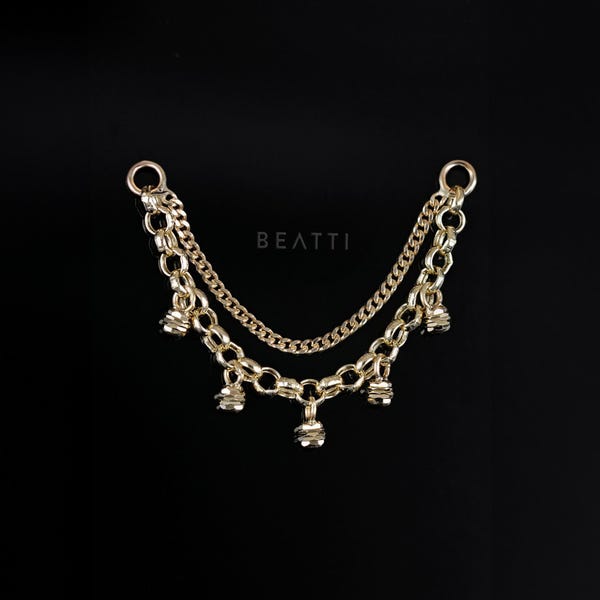 NEU ‣ Dido 14K Gold Anhänger • 14K Gold Ketten Piercing • Gold Knorpel Kette